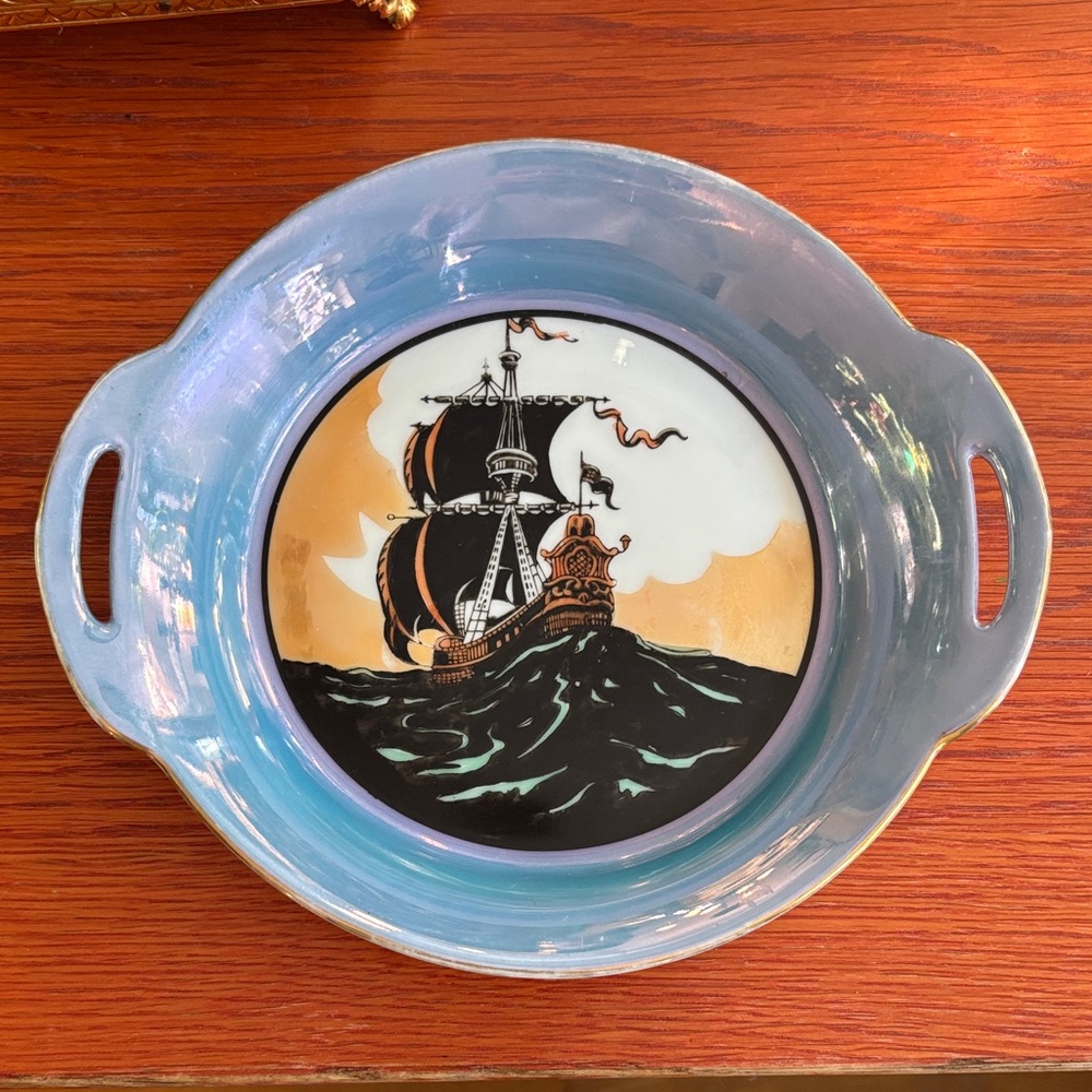 Noritake White Ceramic Plate with ship motif